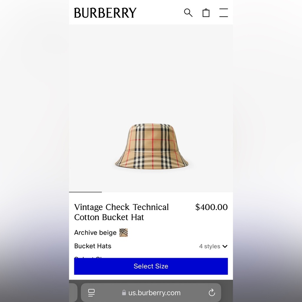 Vintage Check Technical Cotton Bucket Hat - M - Picture 7 of 7